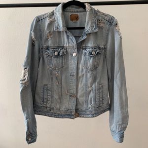 Distressed light denim jacket